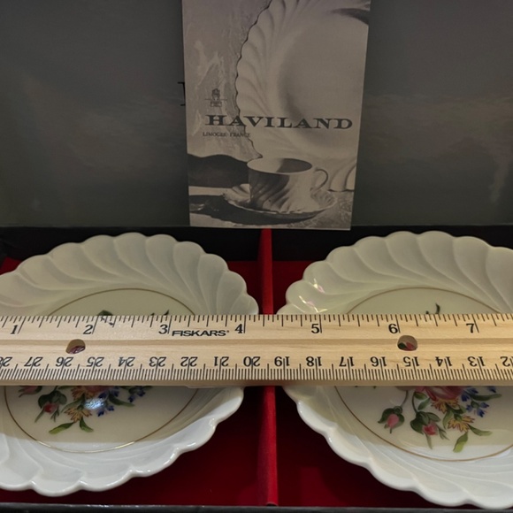 Vintage Porcelain Set Miniture Plates Limoges France gold inlay flower pattern - Picture 2 of 6